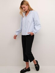 Kaffe Maibritt V-Neck Frill Blue Shirt - Image 3 of 6
