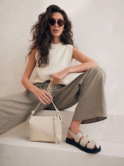 Bone Cream Leather Cross-Body Bag - Image 1 of 11