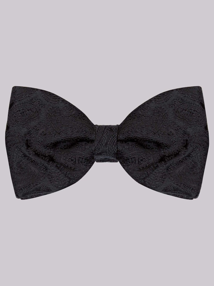 MOSS Black Paisley Silk Bow Tie - Image 2 of 2