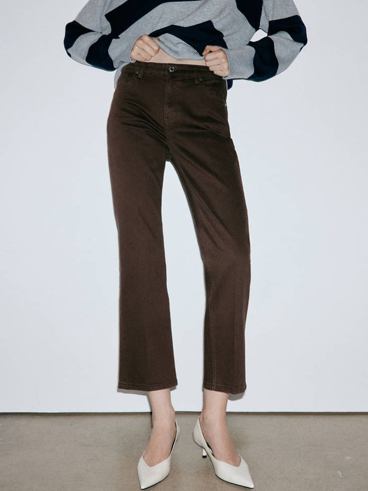 Mango Brown Sienna Ankle Crop Straight Jeans - Image 1 of 7