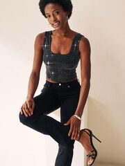 Black Sequin Vest Top - Image 1 of 3