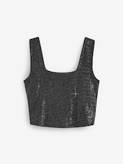 Black Sequin Vest Top - Image 2 of 3