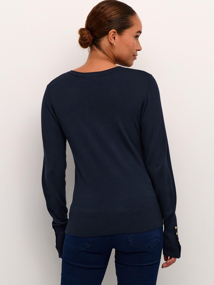 Kaffe Lizza V-Neck Buttoned Cuffs Pullover Jumper - Image 2 of 6