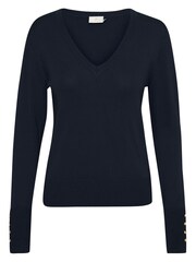 Kaffe Lizza V-Neck Buttoned Cuffs Pullover Jumper - Image 5 of 6