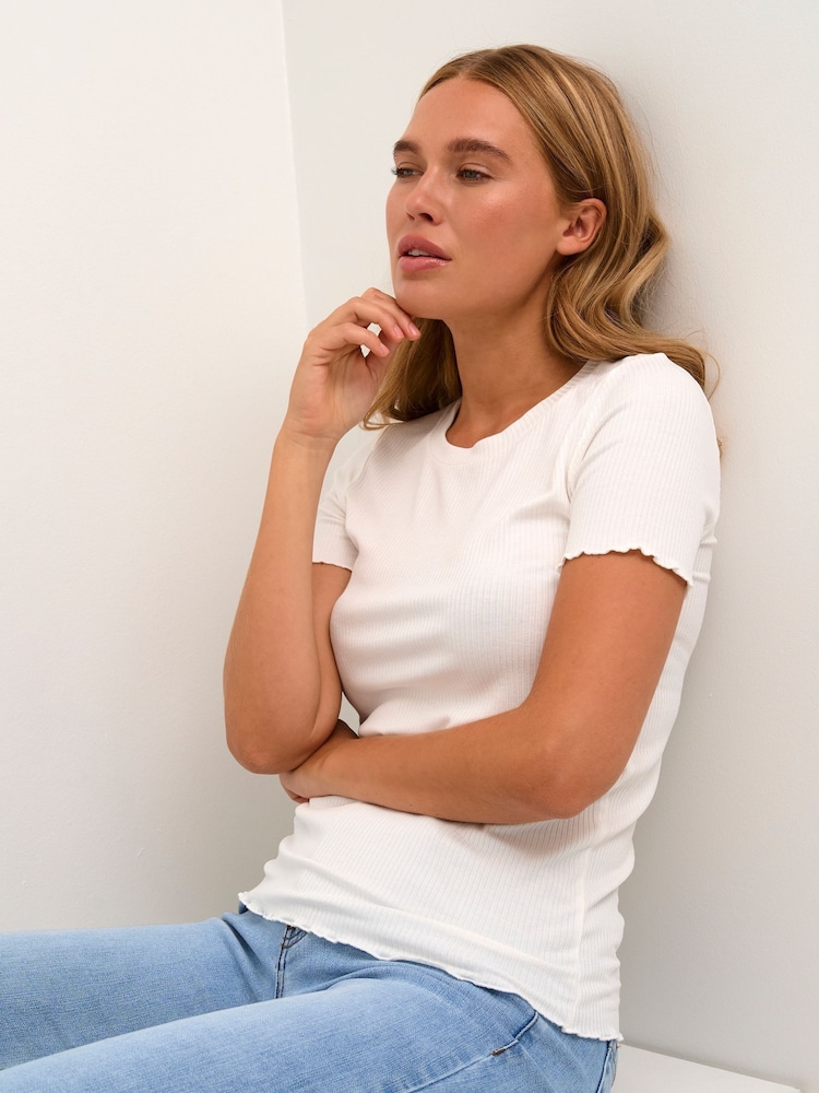 Kaffe Drew Rib Jersey T-Shirt - Image 4 of 6