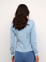 Kaffe Blue Kinnie Rib Knit Cuffs Blazer - Image 2 of 6