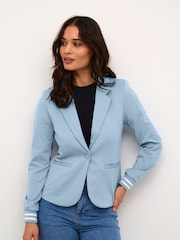Kaffe Blue Kinnie Rib Knit Cuffs Blazer - Image 3 of 6