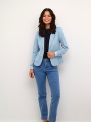 Kaffe Blue Kinnie Rib Knit Cuffs Blazer - Image 4 of 6