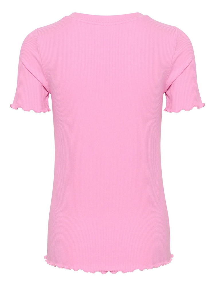 Kaffe Pink Drew Short Sleeve Rib T-Shirt - Image 6 of 6