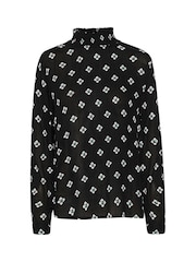 Kaffe Amber High Smock Neck Printed Black Blouse - Image 4 of 5