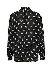 Kaffe Amber High Smock Neck Printed Black Blouse - Image 5 of 5