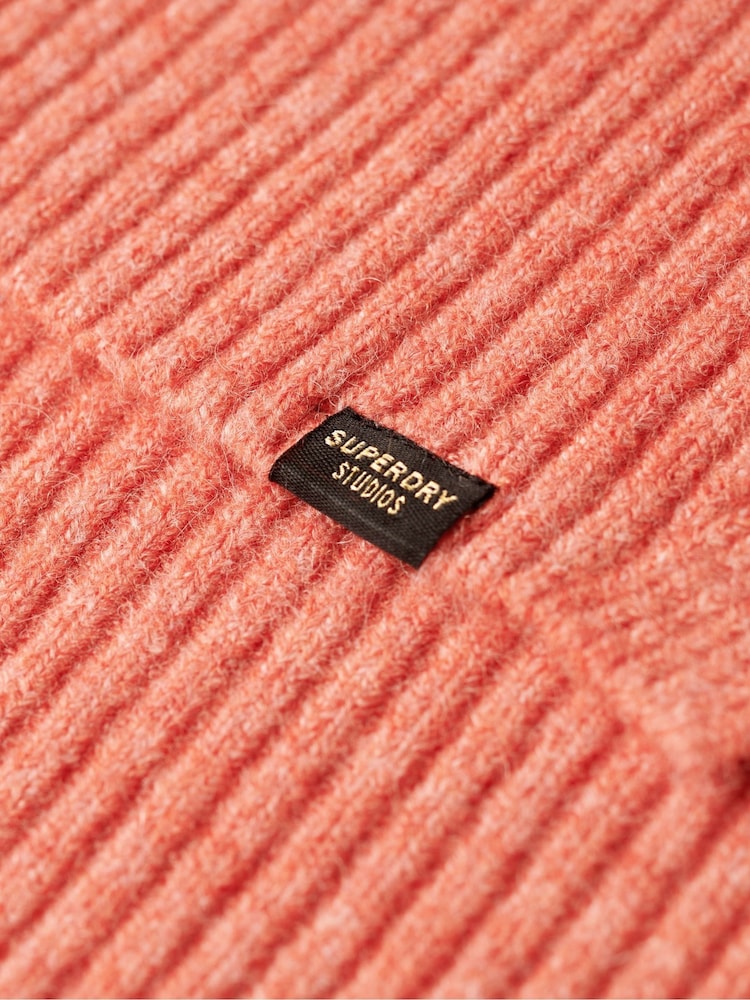 Superdry Orange Oversized V-Neck Jumper - Image 6 of 6 Superdry Orange Oversized V-Neck Jumper - Image 6 of 6