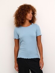 Kaffe Drew Rib Jersey T-Shirt - Image 1 of 6
