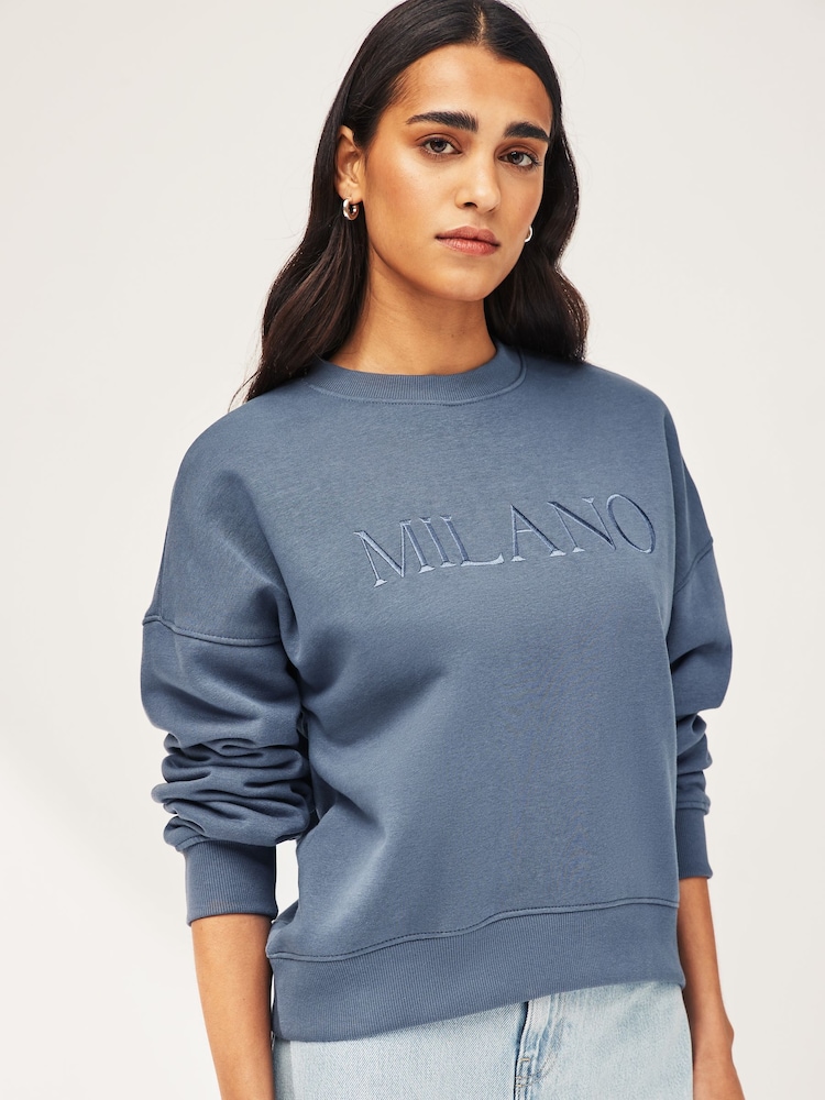 Slate Grey City Graphic Sweatshirt - Image 1 of 5 Slate Grey City Graphic Sweatshirt - Image 1 of 5