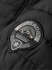 Superdry Black 100% Cotton Fuji Hooded Longline Puffer Coat - Image 6 of 6