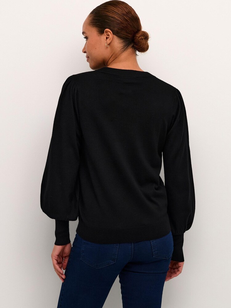 Kaffe Lizza Round Neck Light Knit Black Pullover - Image 2 of 6 Kaffe Lizza Round Neck Light Knit Black Pullover - Image 2 of 6