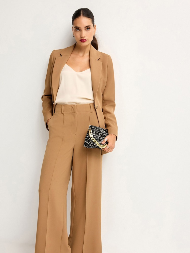 Camel Tailored Mid Rise Wide Leg Trousers - Image 1 of 7
