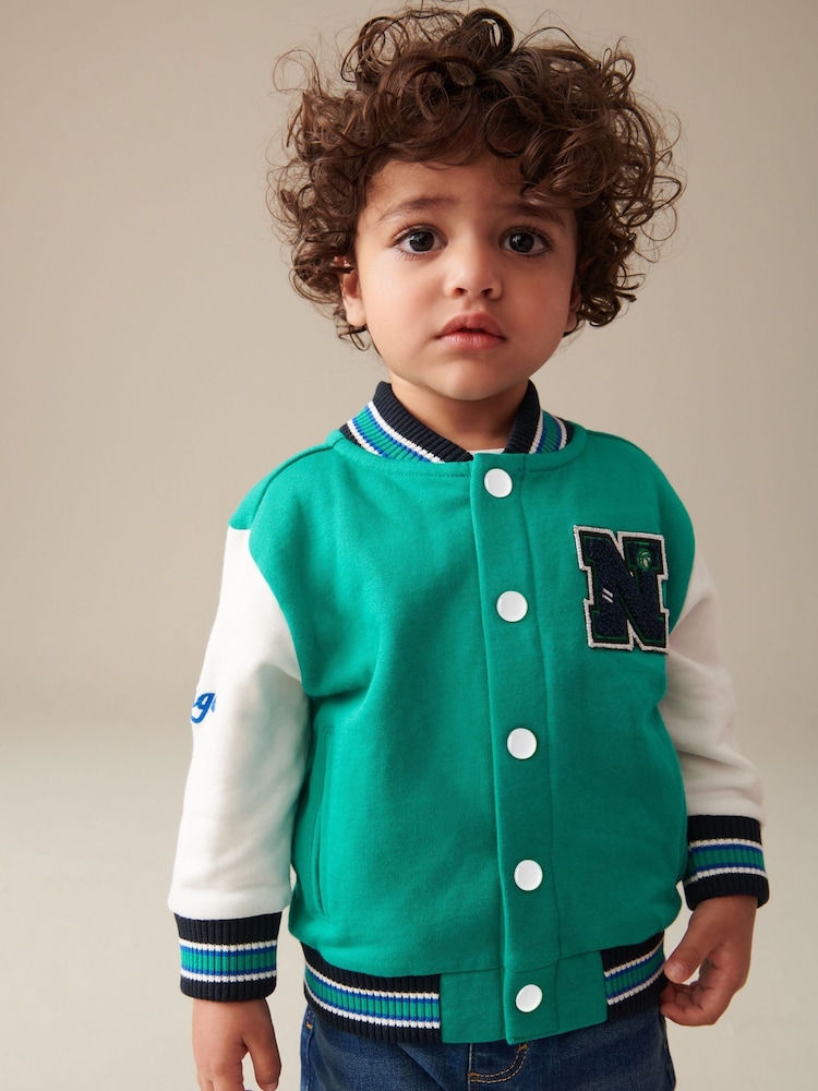 Green Letterman 100% Cotton Jacket (3mths-7yrs) - Image 1 of 10