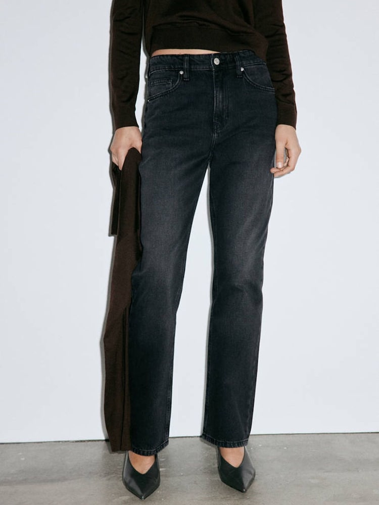 Mango Grey Matilda High Rise Straight Leg Jeans - Image 1 of 7 Mango Grey Matilda High Rise Straight Leg Jeans - Image 1 of 7