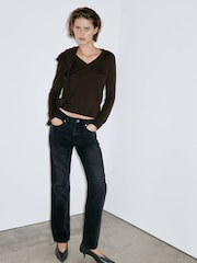 Mango Grey Matilda High Rise Straight Leg Jeans - Image 2 of 7