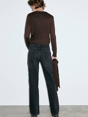 Mango Grey Matilda High Rise Straight Leg Jeans - Image 3 of 7