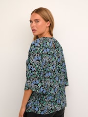 Kaffe Ariana Half Sleeve Loose Fit Black Blouse - Image 2 of 6