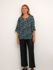 Kaffe Ariana Half Sleeve Loose Fit Black Blouse - Image 3 of 6