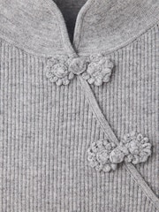 Mango Grey Mandarin Collar Ribbed Knit Top - Image 6 of 7