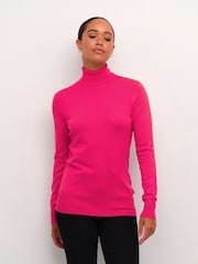 Kaffe Pink Astrid Long Sleeve Roll Neck Pullover - Image 1 of 6