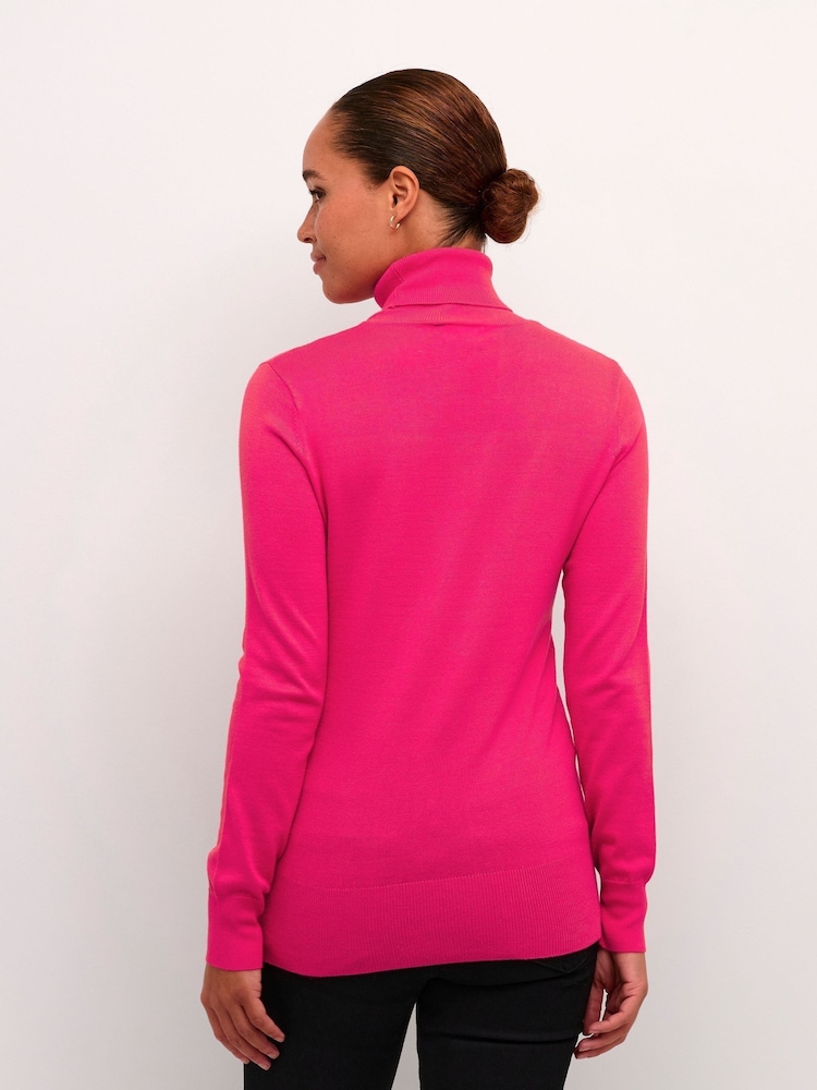 Kaffe Pink Astrid Long Sleeve Roll Neck Pullover - Image 2 of 6