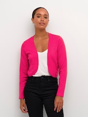 Kaffe Slim Fit Pink Astrid Long Sleeve Bolero Cardigan - Image 1 of 6
