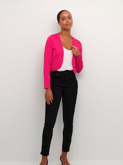 Kaffe Slim Fit Pink Astrid Long Sleeve Bolero Cardigan - Image 3 of 6