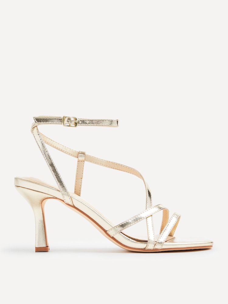 Linzi Gold Cassie Wide Fit Strappy Heeled Sandals - Image 2 of 5 Linzi Gold Cassie Wide Fit Strappy Heeled Sandals - Image 2 of 5