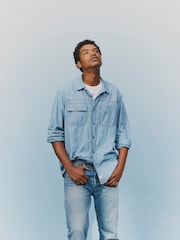 Levi's® Linde Chambray Long Sleeve Auburn Worker 100% Cotton Shirt - Image 1 of 8