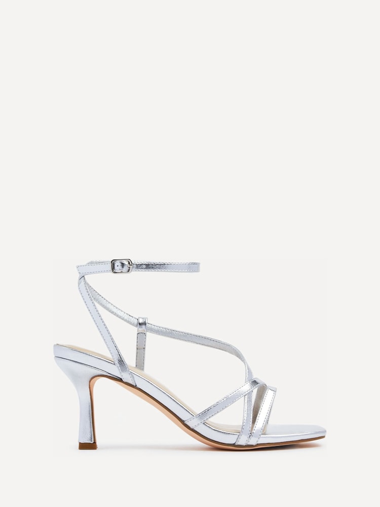 Linzi Silver Cassie Wide Fit Strappy Heeled Sandals - Image 2 of 5 Linzi Silver Cassie Wide Fit Strappy Heeled Sandals - Image 2 of 5