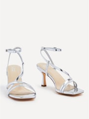 Linzi Silver Cassie Wide Fit Strappy Heeled Sandals - Image 3 of 5