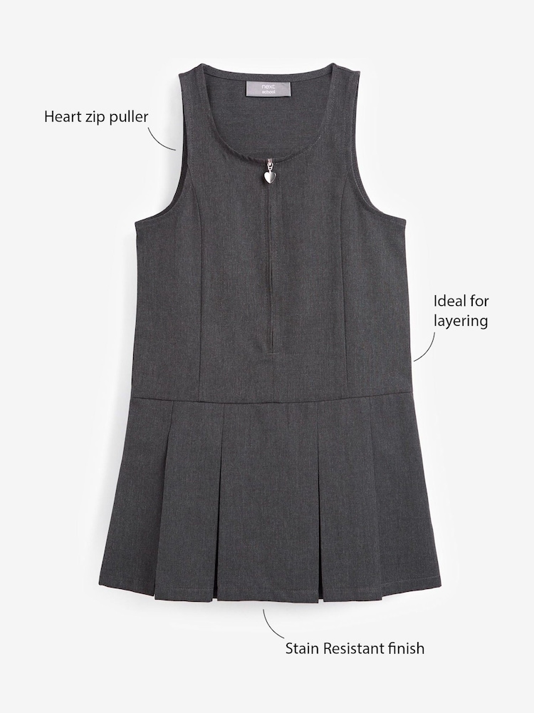 Grey Regular Fit Zip Front School Pinafore (3-14yrs) - Image 3 of 9