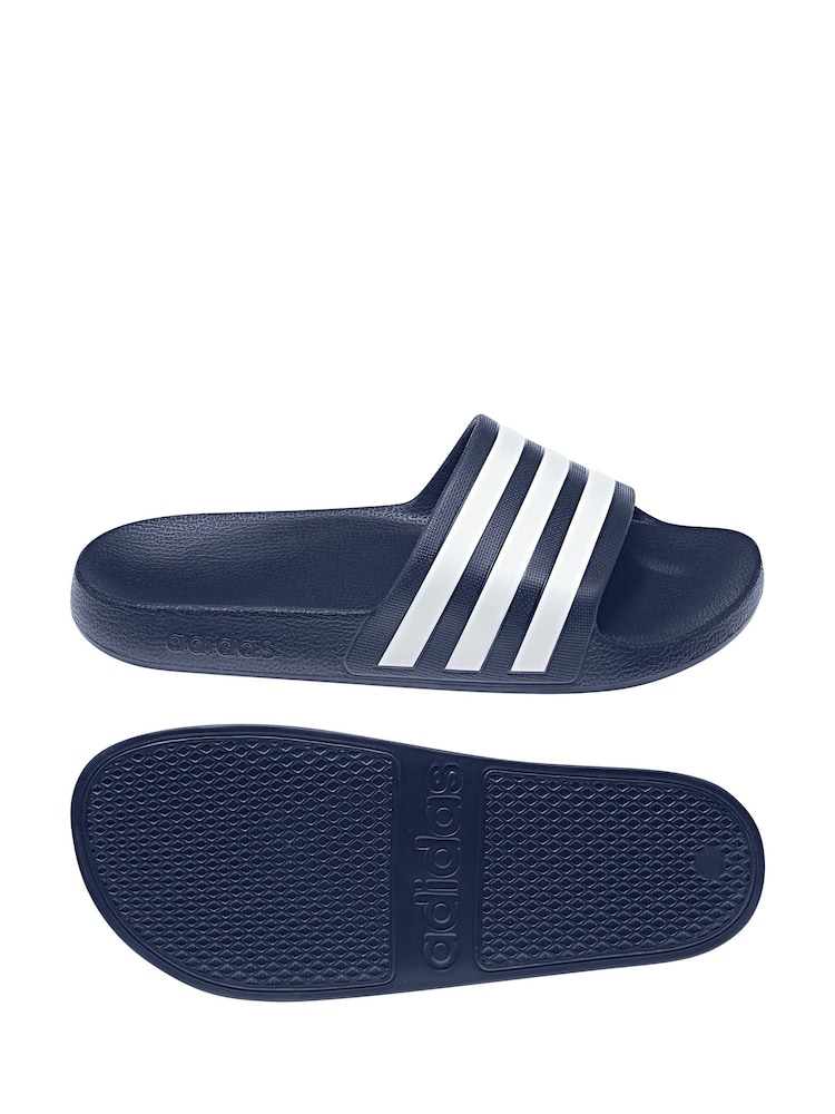 adidas Navy Sportswear Adilette Aqua Slides - Image 4 of 8