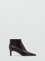 Mango Brown Square Toe Low Ankle Heel Boots - Image 2 of 3