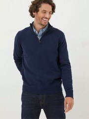 FatFace Braunton Blue Half Zip Jumper - Image 1 of 4