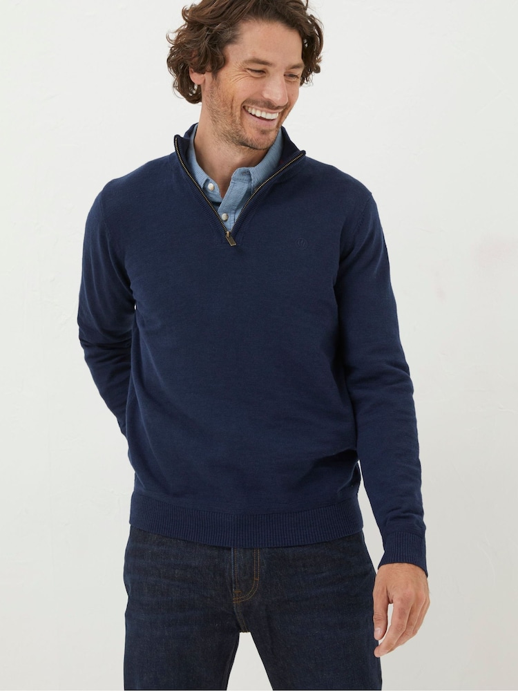 FatFace Braunton Blue Half Zip Jumper - Image 1 of 4
