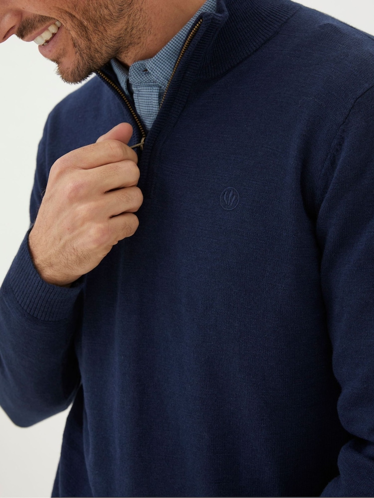 FatFace Braunton Blue Half Zip Jumper - Image 2 of 4