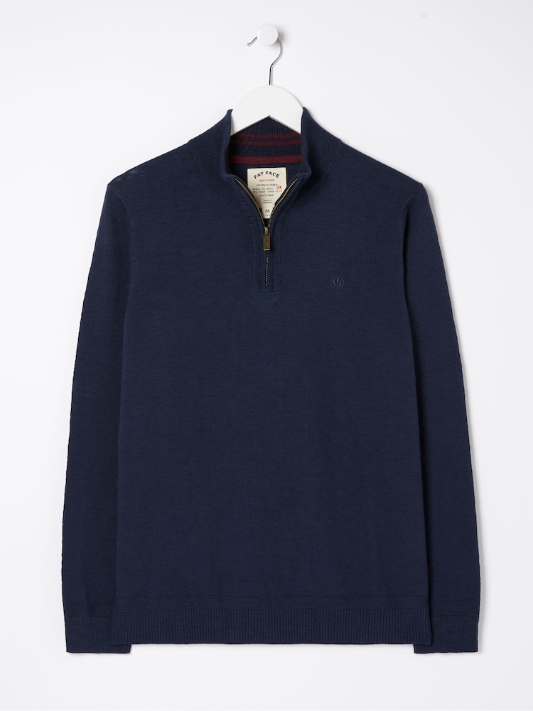 FatFace Braunton Blue Half Zip Jumper - Image 4 of 4