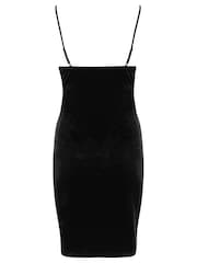 Pour Moi Black Velour Lace Trim Chemise - Image 4 of 4
