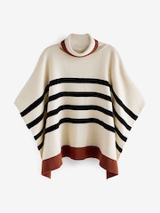Ecru/Black Roll Neck Stripe Poncho Jumper - Image 5 of 6