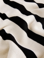 Ecru/Black Roll Neck Stripe Poncho Jumper - Image 6 of 6