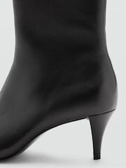 Mango Black Round Toe Kitten Heel Ankle Boots - Image 4 of 6