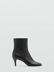 Mango Black Round Toe Kitten Heel Ankle Boots - Image 5 of 6