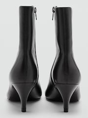 Mango Black Round Toe Kitten Heel Ankle Boots - Image 6 of 6