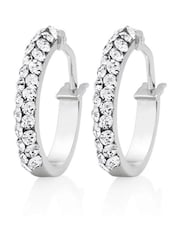Beaverbrooks 9ct Gold Crystal Hoop Earrings - Image 1 of 4